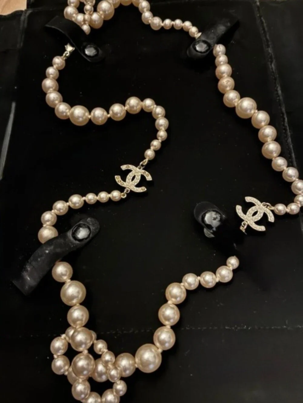 CHANEL Graduated Long CC Pearl Necklace - Classic Beaded Strand